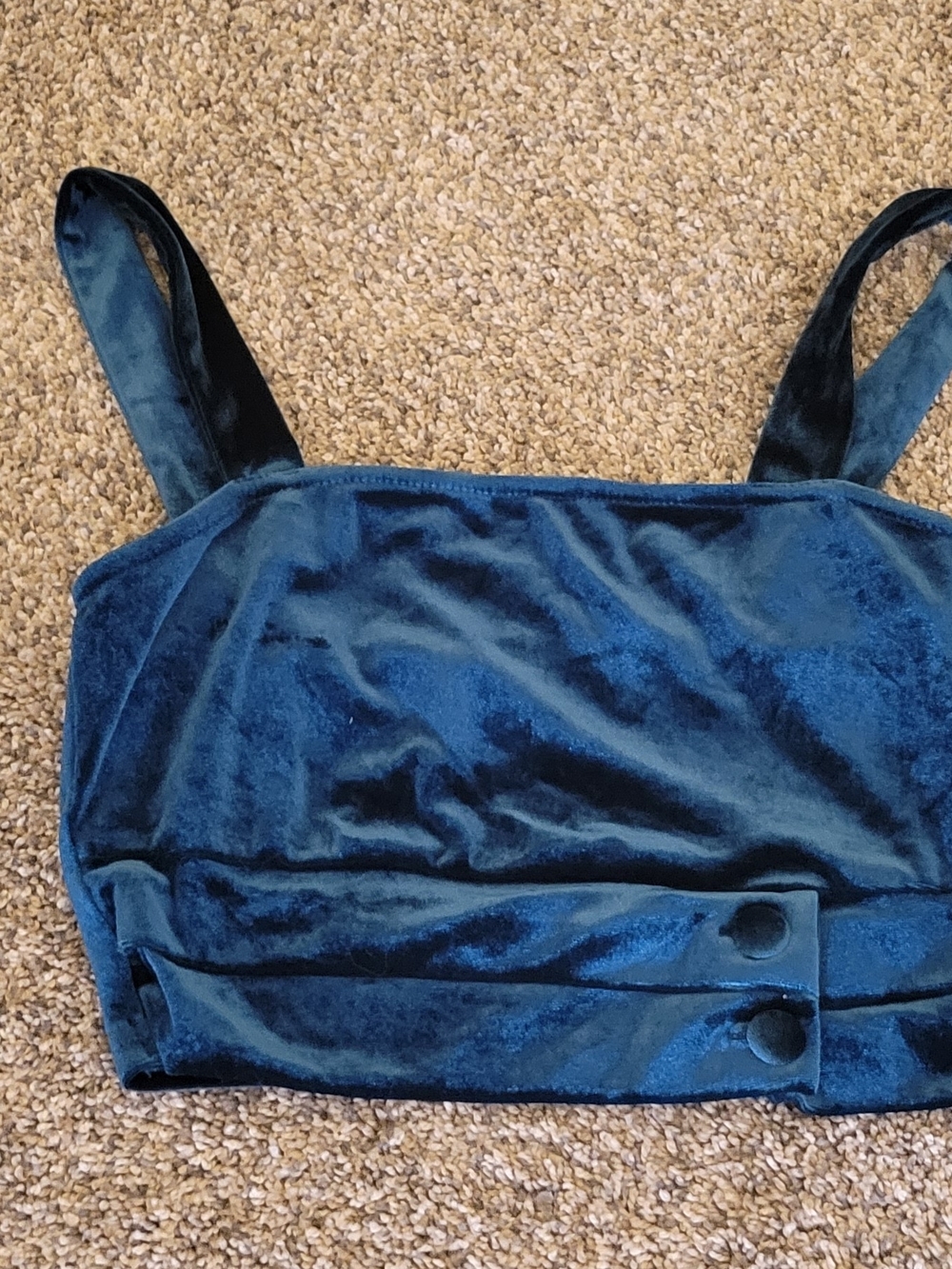 Velvet Square-Neck Crop Top - Deep Teal